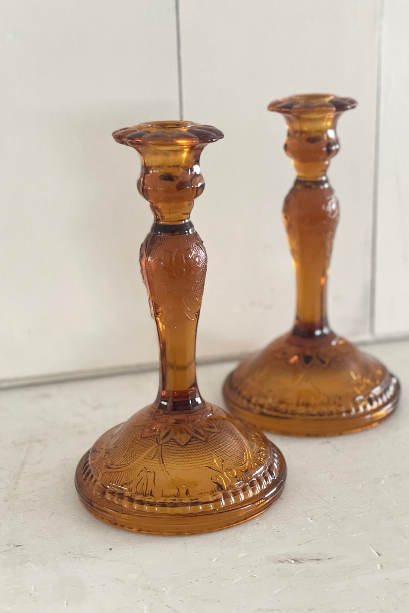 Amber Candlestick Holders – Utah Vintage Rentals