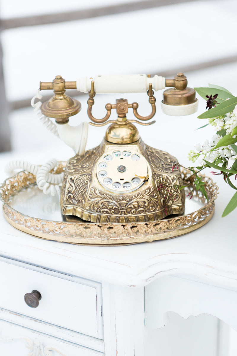 Gold antique rotary phone | Utah Wed Rentals