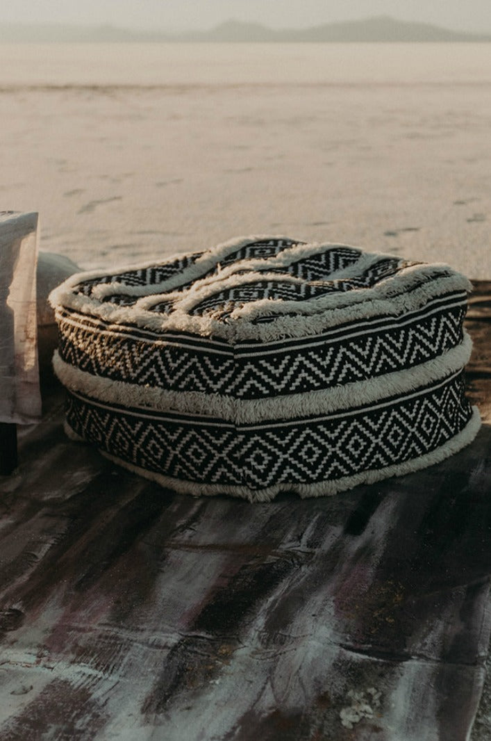 Moroccan pouf in the desert