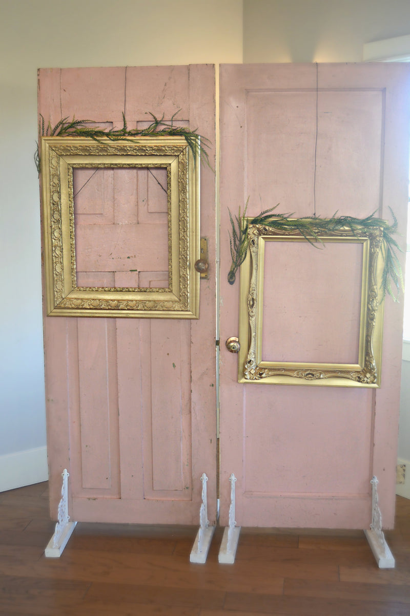 Vintage pink doors with gold frames