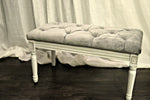 Decorative grey velvet bench