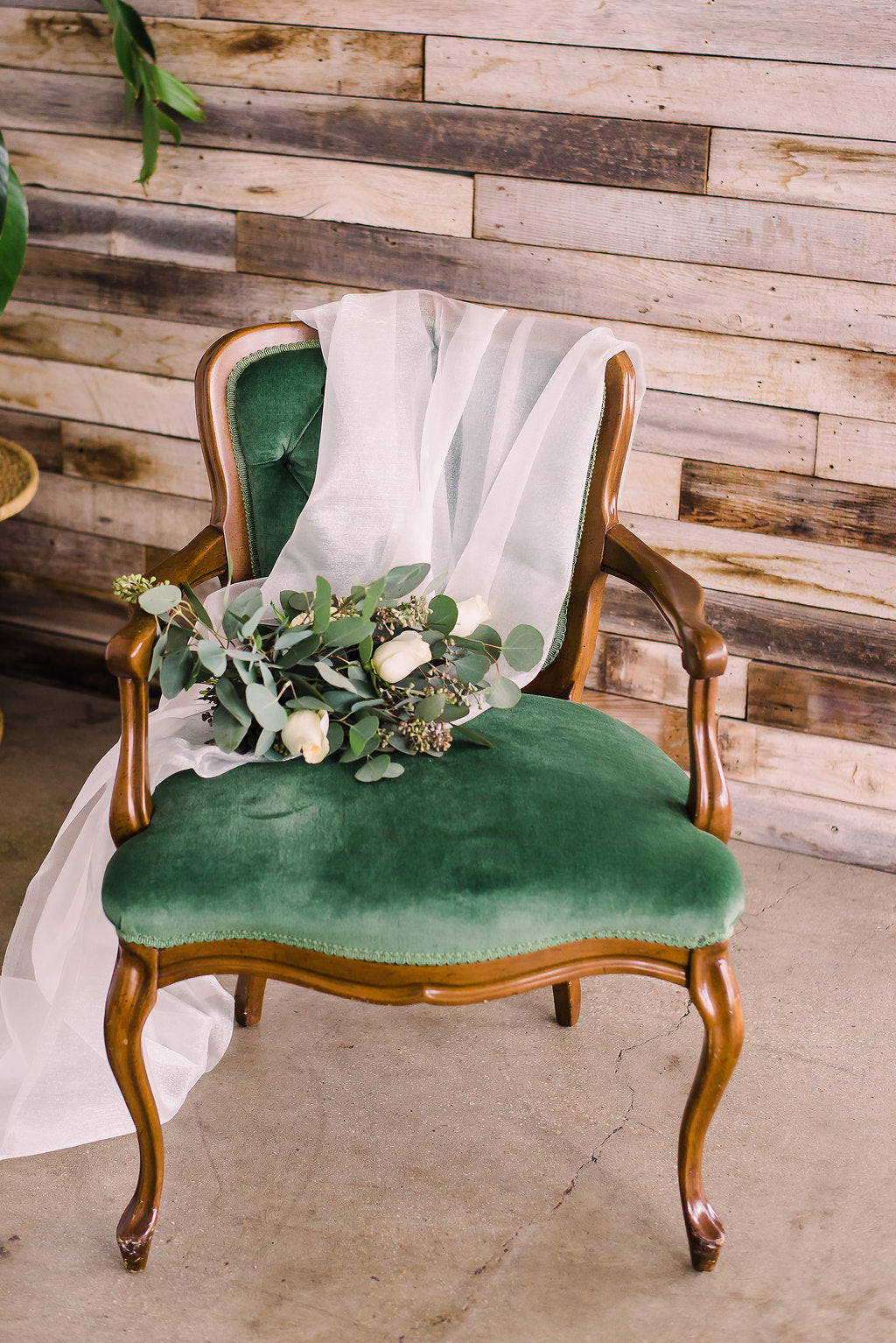 Vintage velvet green chair