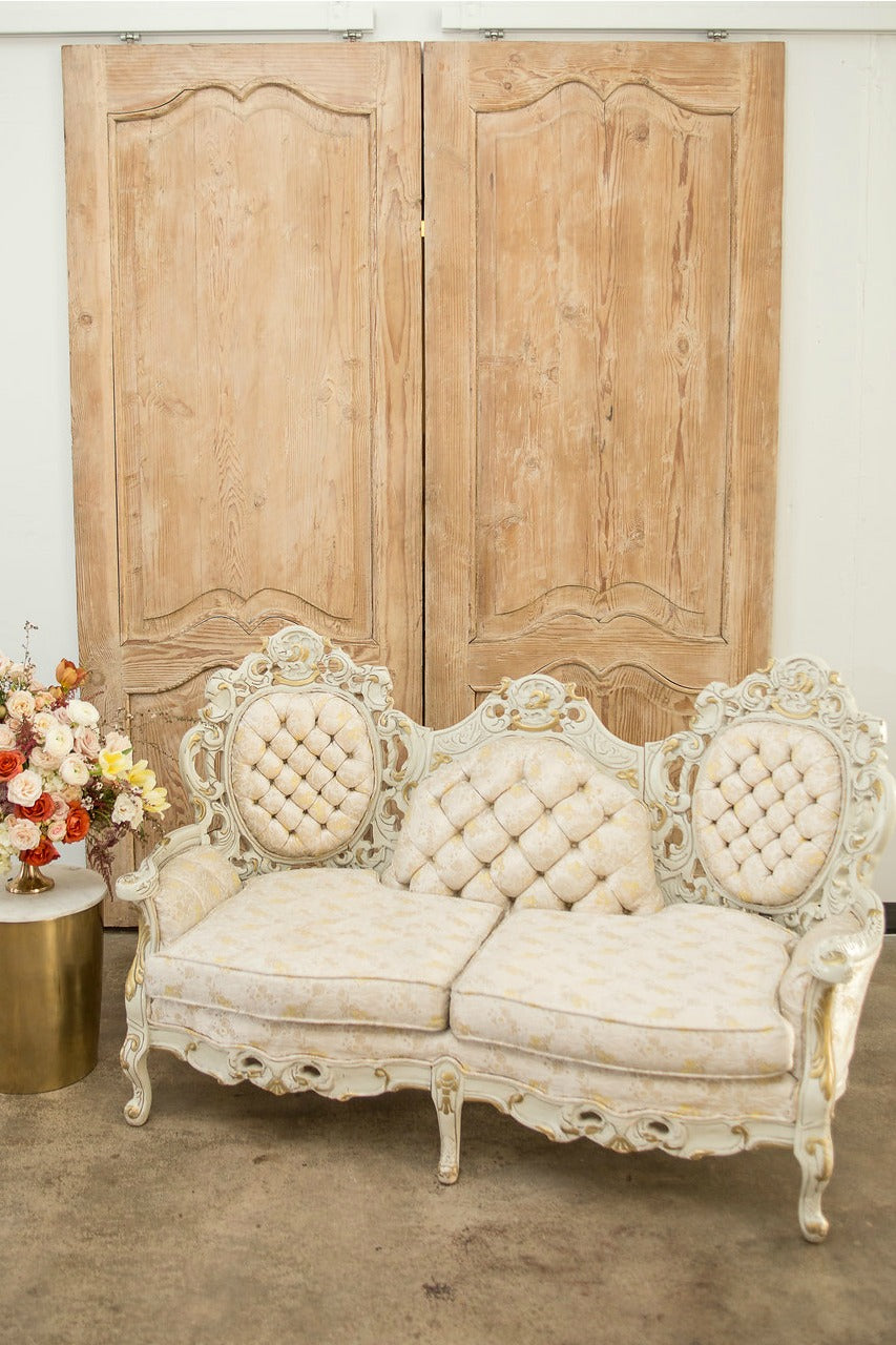 Rococo cream and gold vintage settee