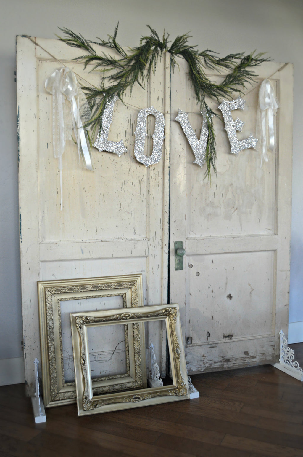 Cream antique doors, wedding backdrop
