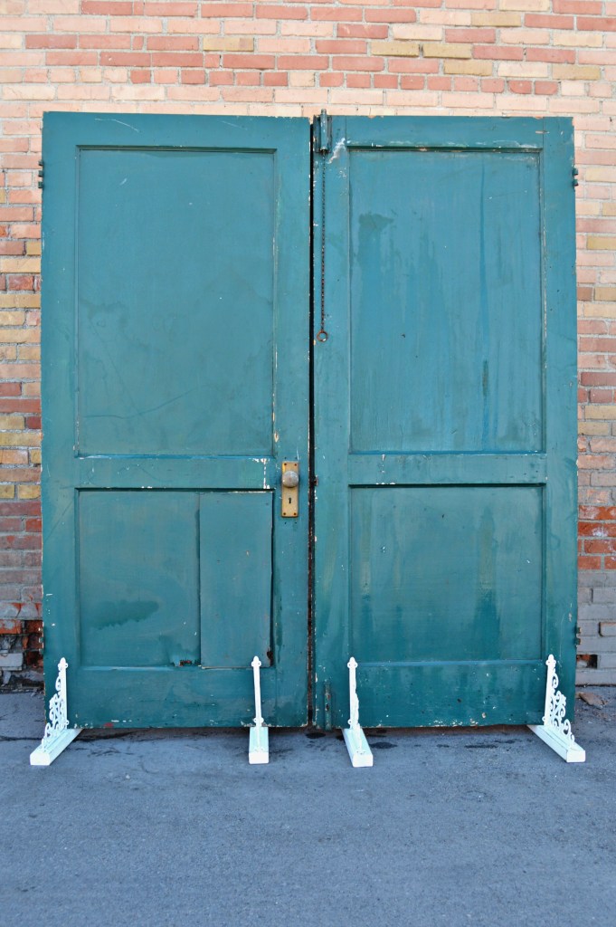 Antique green doors, wedding backdrop