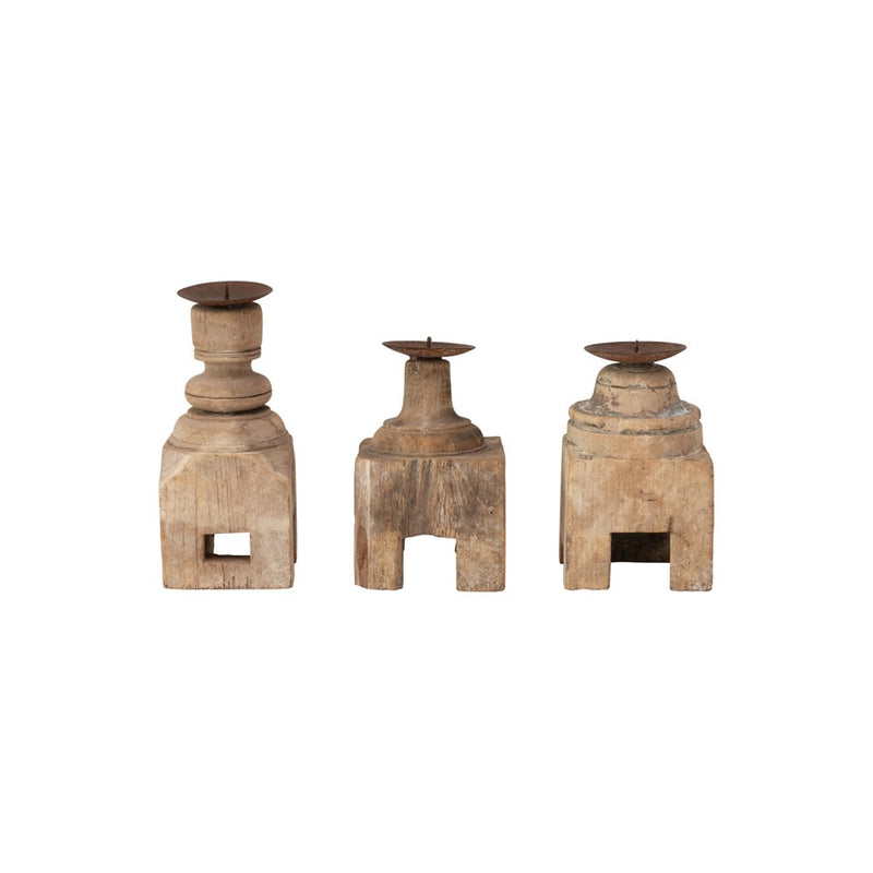 "Florence" Wood Pillar Candle Holders | QTY 24