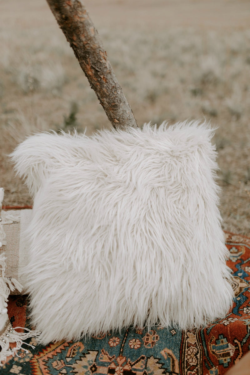 Large faux fur decorative throw pillow