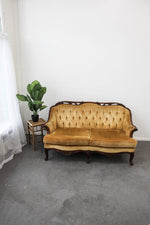 Mid century gold velvet vintage love seat