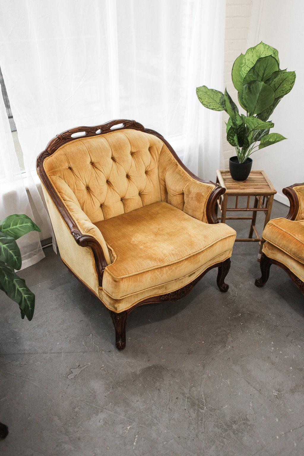 Mid century gold velvet club chair