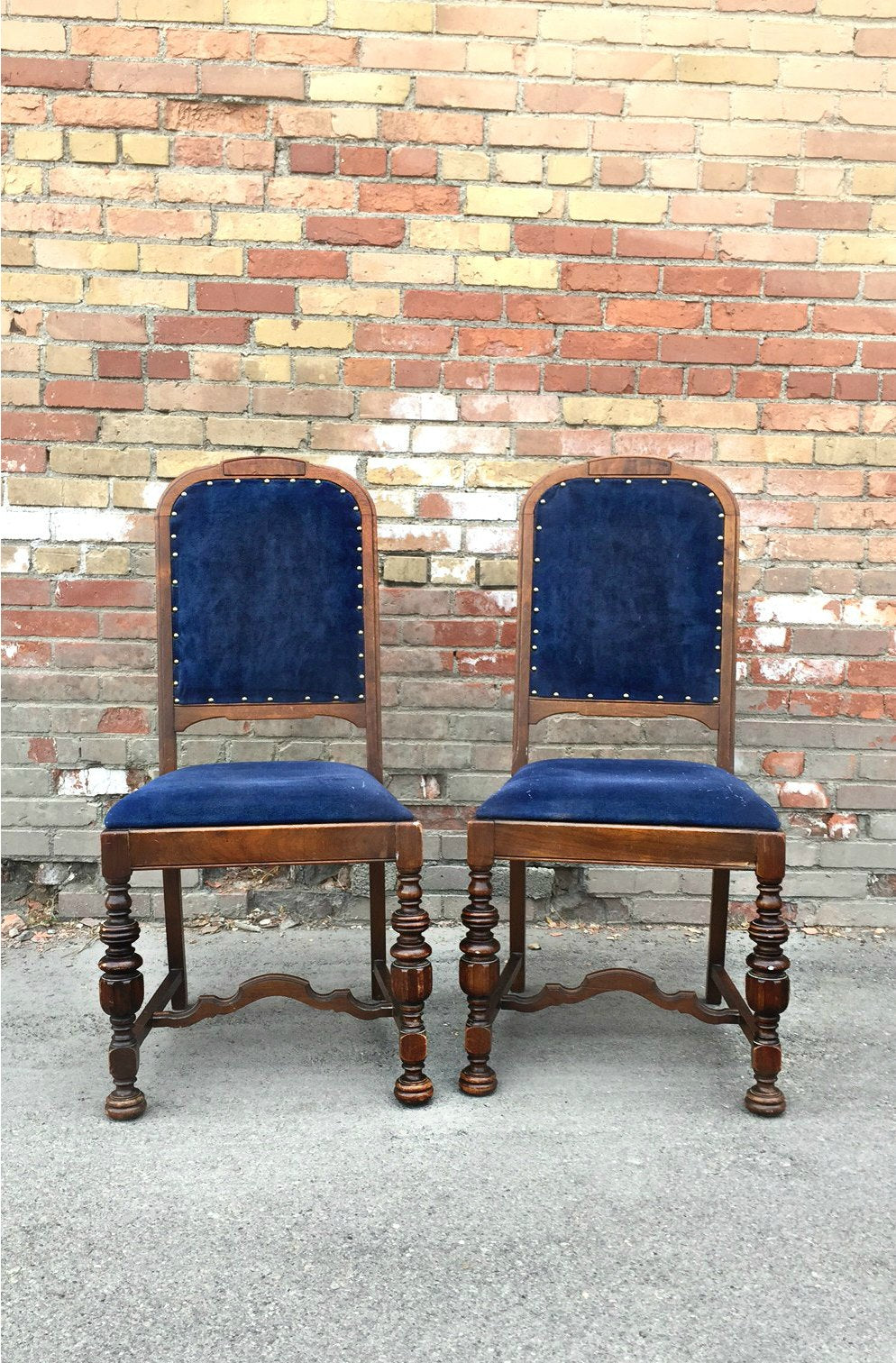 Blue suede chairs