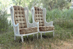 Tan vintage wing back chairs