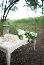 Ivory coffee table decorated for wedding