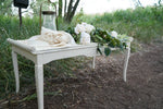 Ivory coffee table decorated for wedding