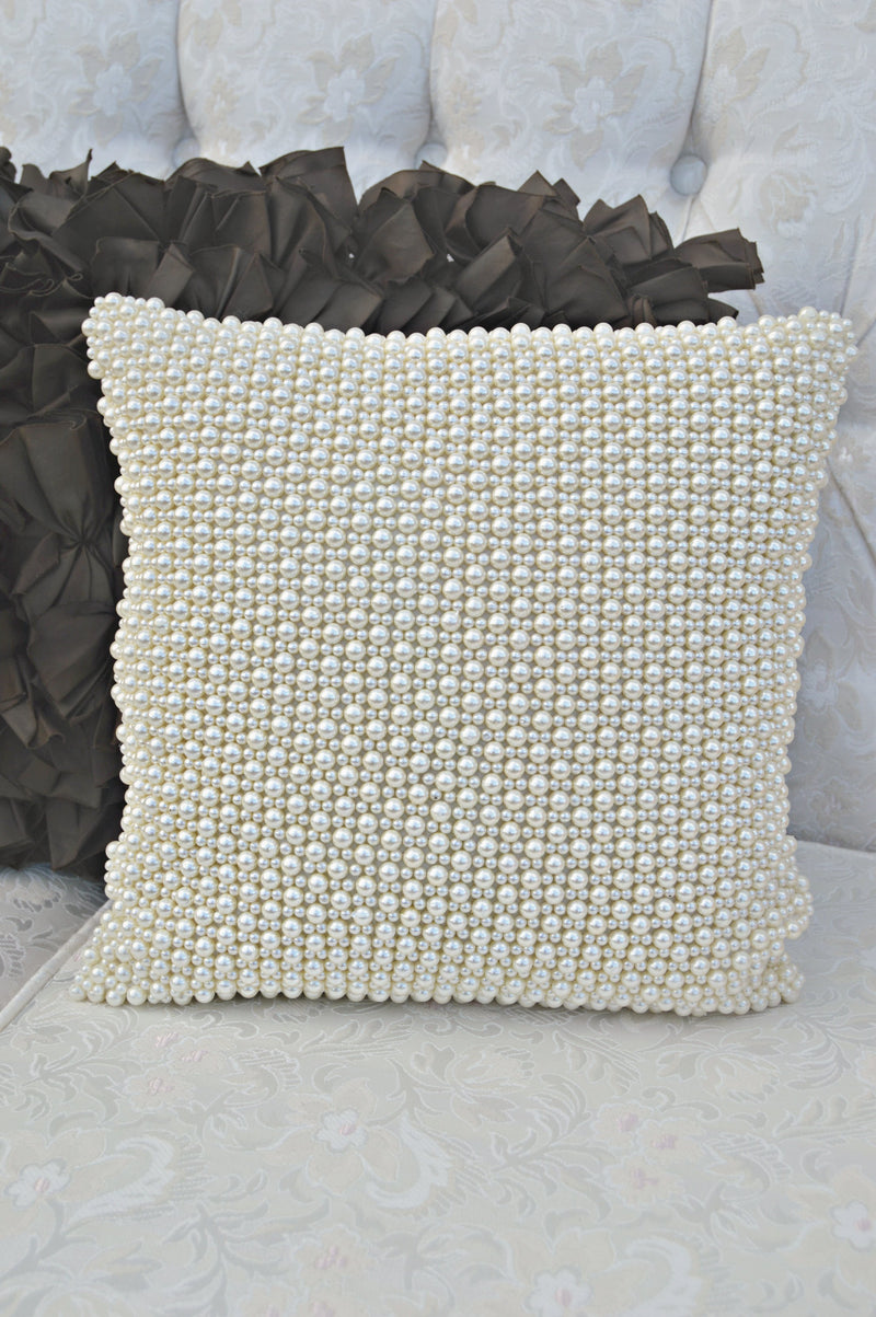 Pearl beaded pillow