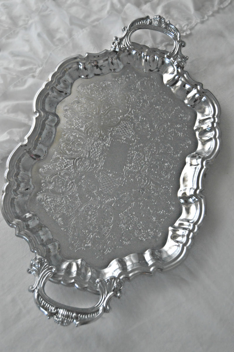 Ornate silver vintage serving trays