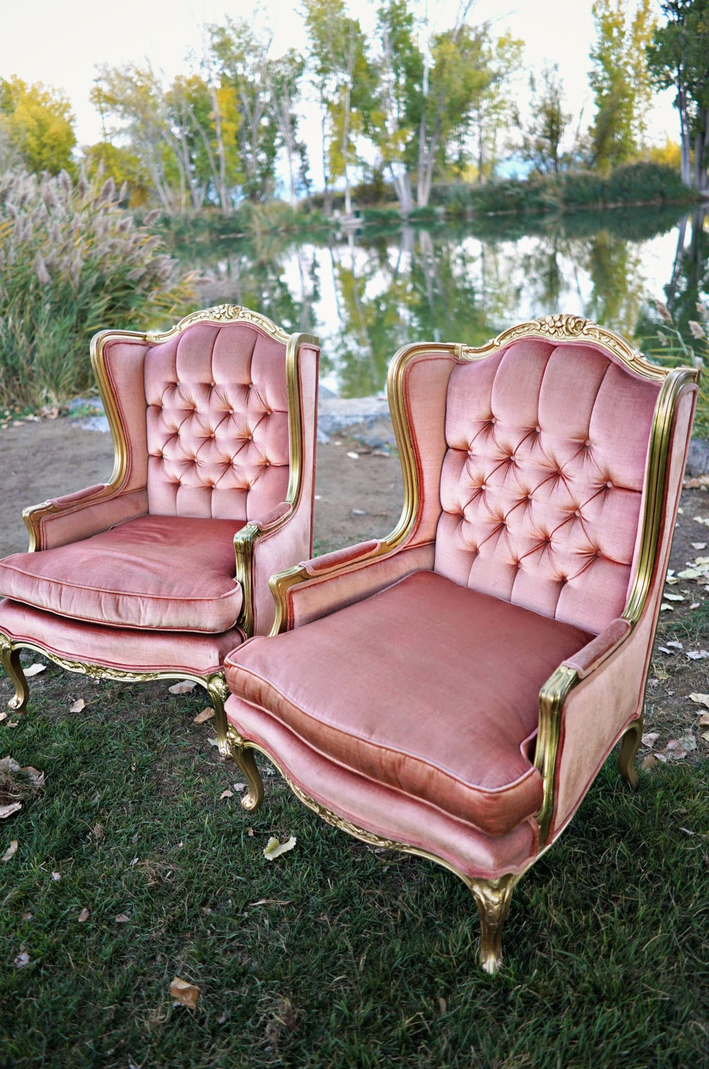 Glam pink velvet chairs