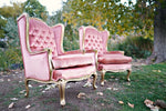 Pink velvet tufted chairs