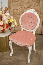Pink velvet French chair with cabriole legs