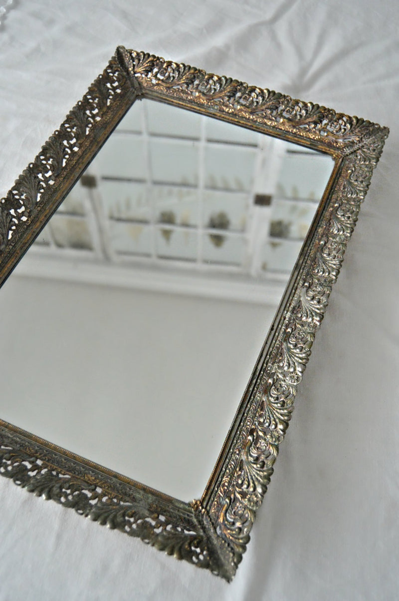 Rectangle mirror antique tray