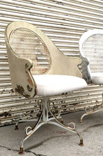 Cream vintage swivel chairs with upholstery