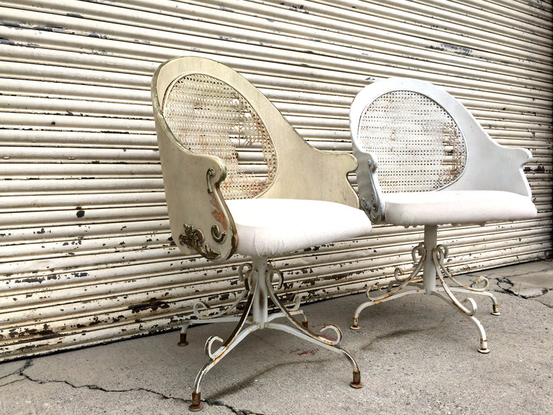 Cream and white vintage swivel chairs